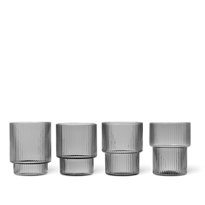 Ripple Glass | Set of 4 | Smoked Grey by FERM LIVING (ripple-glass-set-of-4-smoked-grey)