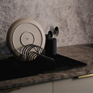 Folding Silicone Drying Mat L w/ Drainage Mouth | Black by DESIGNSTUFF (folding-silicone-drying-mat-large-with-drainage-mouth-black)