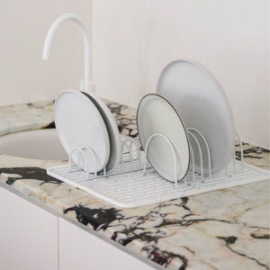 Folding Silicone Drying Mat L w/ Drainage Mouth | White by DESIGNSTUFF (folding-silicone-drying-mat-large-with-drainage-mouth-white)