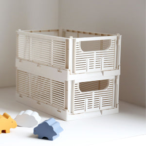 Linear Collapsible Crate | M | 33x25cm | Chalk (Set of 2) by DESIGNSTUFF (ff-linear-collapsible-crate-m-33x25cm-chalk-set-of-2)