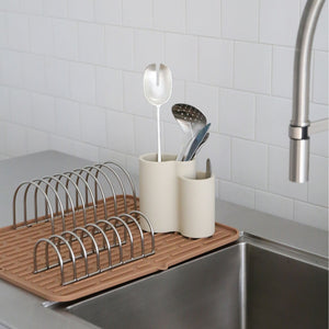 Dish Drainer | Set of 2 | Brushed Steel by DESIGNSTUFF (dish-drainer-set-of-2-brushed-steel)