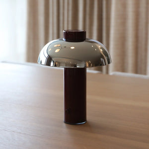 Elio Pillar Portable Lamp | Burgandy/Chrome