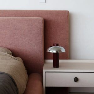 Elio Pillar Portable Lamp | Burgandy/Chrome