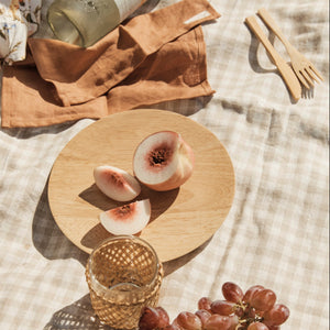 Gingham Linen Picnic Rug | Almond by Le Weekend (classic-gingham-linen-picnic-rug)