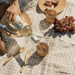 Gingham Linen Picnic Rug | Almond by Le Weekend (classic-gingham-linen-picnic-rug)