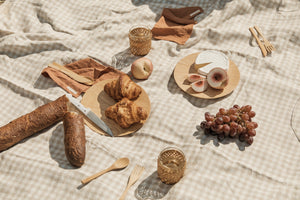 Gingham Linen Picnic Rug | Almond by Le Weekend (classic-gingham-linen-picnic-rug)