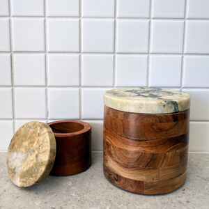 Lisanne 10.5cm Jar w/Lid | Acacia/Green Marble