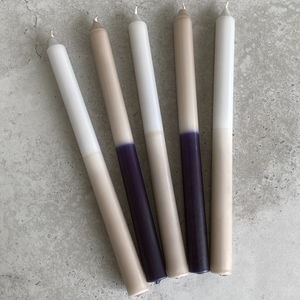 Two Tone Paraffin Candle | Taupe/Ink Black by MADAM STOLTZ (madam-stoltz-two-tone-candle-paraffin-taupe-black)