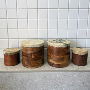 Lisanne 10.5cm Jar w/Lid | Acacia/Green Marble