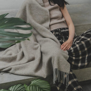 Saardè Merino Wool Throw | Latte/Grey