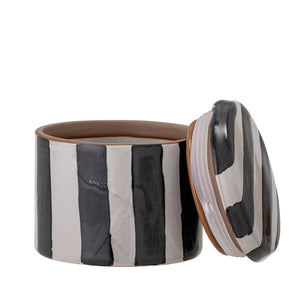 Serina Stoneware Pot w/Lid S | Black/White by BLOOMINGVILLE (serina-jar-w-lid-black-stoneware)