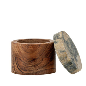Lisanne Jar 6.5cm w/Lid | Acacia/Green Marble
