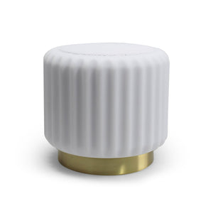 Dentelles Speaker + Light 12.5cm | White/Gold Base by ATELIER PIERRE (dentelles-white-speaker-light-usb-recharge-gold-base-12-5-x-13-55cm)