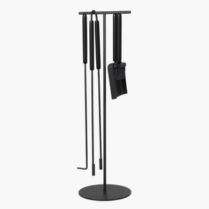 ASHI 5 Piece Standing Fireplace Tool Set | Black Oak by BLOMUS (ashi-fireplace-tool-set-standing-5pcs-black-oak)
