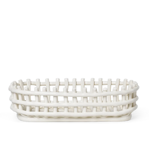 Ceramic Basket | Oval | Off White by FERM LIVING (ceramic-basket-off-white)