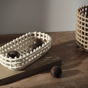 Ceramic Basket | Oval | Off White by FERM LIVING (ceramic-basket-off-white)