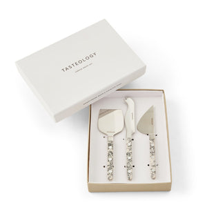 Resin Cheese Knives Set of 3 - Monochrome by TASTEOLOGY (cheese-knives-set-of-3-emerald)