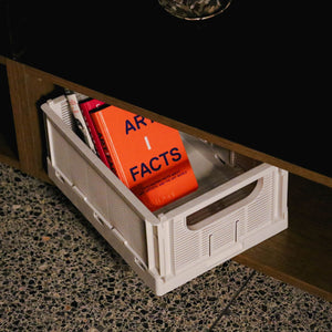 Linear Collapsible Crate | M | 33x25cm | Chalk (Set of 2) by DESIGNSTUFF (ff-linear-collapsible-crate-m-33x25cm-chalk-set-of-2)