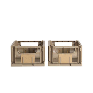 Linear Collapsible Crate | S | 25x16cm | Taupe (Set of 2) by DESIGNSTUFF (linear-collapsible-crate-s-25x16cm-taupe-set-of-2-copy)