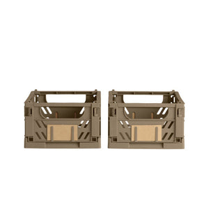 Slant Collapsible Crate | S | 25x16cm | Taupe (2pc) by DESIGNSTUFF (slant-collapsible-crate-s-25x16cm-taupe-2pc)