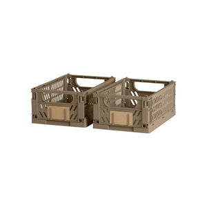Slant Collapsible Crate | S | 25x16cm | Taupe (2pc) by DESIGNSTUFF (slant-collapsible-crate-s-25x16cm-taupe-2pc)