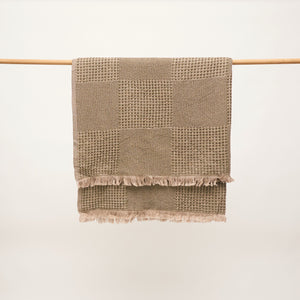 Duello Waffle Throw | Army Green by ANZA TEXTILE COMPANY (anza-duello-waffle-throw-army-green)