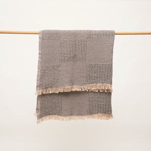 Duello Waffle Throw | Charcoal Grey by ANZA TEXTILE COMPANY (anza-duello-waffle-throw-charcoal-grey)