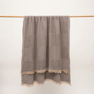 Duello Waffle Throw | Charcoal Grey by ANZA TEXTILE COMPANY (anza-duello-waffle-throw-charcoal-grey)