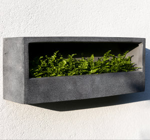 Balcony Low Wall Planter XS | Matte Black by POTTERY POTS (wally-wall-mounted-fiberstone-planter-s-40cm-grey-copy)