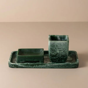 Flow Resin Bathroom Caddy/Tray | Dark Jade by SAARDÉ (flow-resin-bathroom-caddy-tray-dark-jade)