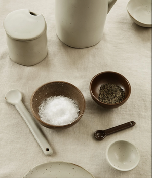 Flow Jar With Spoon | Off White Speckle by FERM LIVING (flow-jar-with-spoon-off-white-speckle)