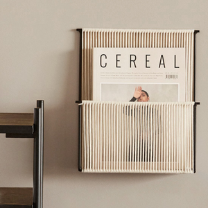 STRING Wall Magazine Holder - Ivory/Black by HUBSCH (hubsch-string-wall-magazine-h)