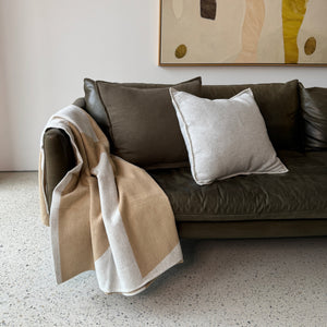 Luca Ecru Geo Blanket | Sand by DAVID FUSSENEGGER (ecru-geo-luca-throw)