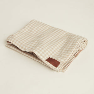 Gingham Linen Picnic Rug | Almond by Le Weekend (classic-gingham-linen-picnic-rug)