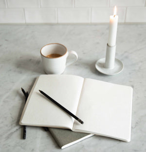 Lou Candle Holder | Grey White by TELL ME MORE (tell-me-more-lou-candle-holder-white)