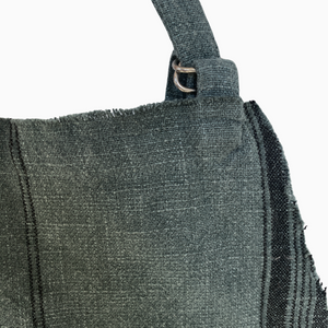 Striped Apron w/fringe | Ivy Green by MADAM STOLTZ (apron-linen-gingham-natural)