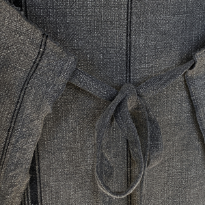 Striped Apron w/fringe | Dark Grey by MADAM STOLTZ (stonewashed-cotton-apron-w-stripes-fringe-grey-blk)