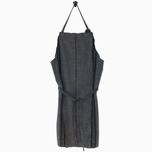 Striped Apron w/fringe | Dark Grey by MADAM STOLTZ (stonewashed-cotton-apron-w-stripes-fringe-grey-blk)