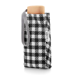 Micro Umbrella | Gingham-Black by ANATOLE (anatole-micro-umbrella-tweed-gingham-black-white)