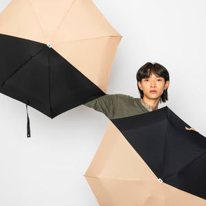 Micro Umbrella Bi Colour | Alice/Beige-Black by ANATOLE (anatole-bicolour-micro-umbrella-alice-beige-black)
