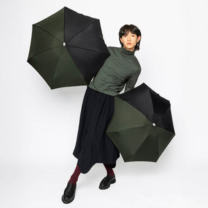 Micro Umbrella Bi Colour | Alma/Khaki-Black by ANATOLE (anatole-bicolour-micro-umbrella-alma-khaki-black)