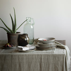 Linen Table Napkin | Grey White Stripe by TELL ME MORE (napkin-linen-grey-white-stripe)