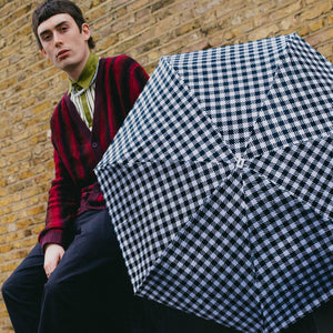 Micro Umbrella | Gingham-Black by ANATOLE (anatole-micro-umbrella-tweed-gingham-black-white)