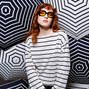 Micro Umbrella Marinières | Henri/Ivory-Navy by ANATOLE (anatole-striped-micro-umbrella-navy-stripes-henri)