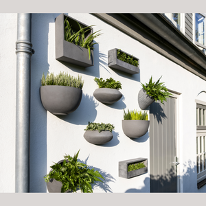 Balcony Low Wall Planter XS | Matte Black by POTTERY POTS (wally-wall-mounted-fiberstone-planter-s-40cm-grey-copy)