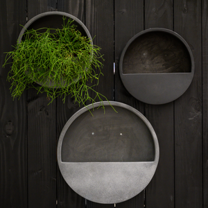 WALLY Wall Planter M 50cm | Matte Black by POTTERY POTS (pottery-pots-wally-hanging-m-fiberstone-o-50-00-black)
