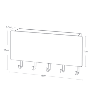 Rin Magnetic Key Organiser | Ash/White by Yamazaki (rin-magnetic-5-hook-key-rack-ash)