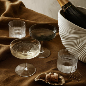 Ripple Champagne Saucers Set of 2 | Clear by FERM LIVING (ripple-champagne-saucers-set-of-2-clear)