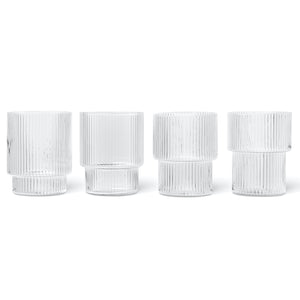 Ripple Glass | Set of 4 | Clear by FERM LIVING (ripple-glass-set-of-4-clear)
