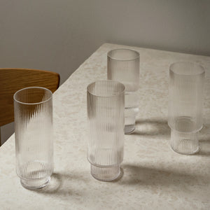 Ripple Long Drink Glasses | Set of 4 | Clear by FERM LIVING (ripple-long-drink-glasses-set-of-4-clear)